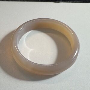 Translucent Beige Agate Bangle Bracelet
